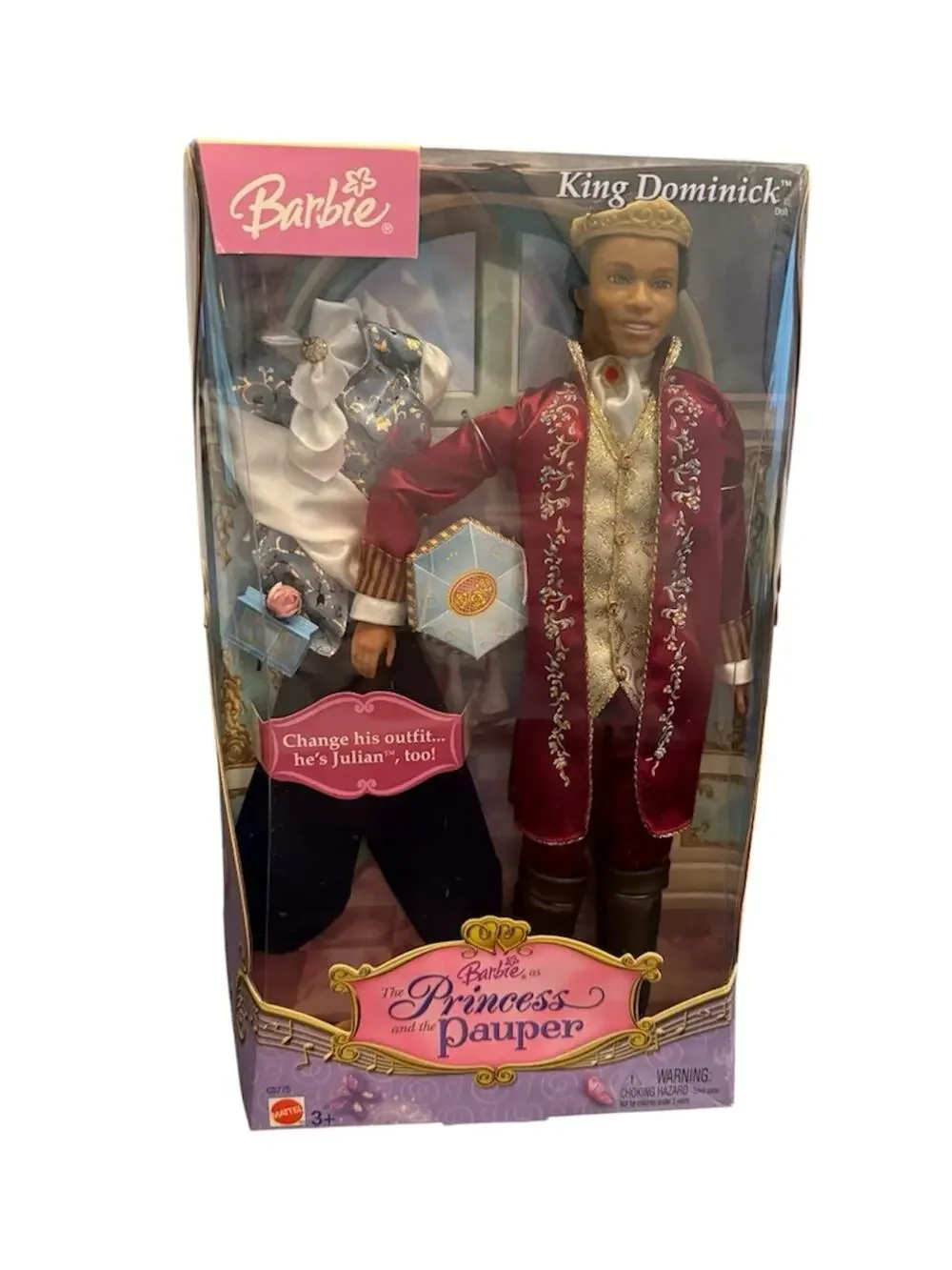 NIB Barbie King Dominick Black Doll Princess and the Pauper 2004 Collector Toy